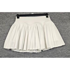 Ebb & Flow White Pleated Athletic Tennis Skort w/ Built-in Shorts L Athleisure